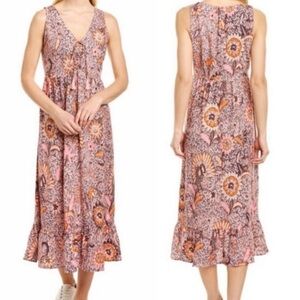 Madewell Pink and Orange Floral Midi Dress